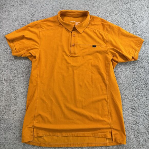 Arcteryx Shirt Mens Large Orange Captive Polo Short Sleeve Performance Stretch - Picture 1 of 9